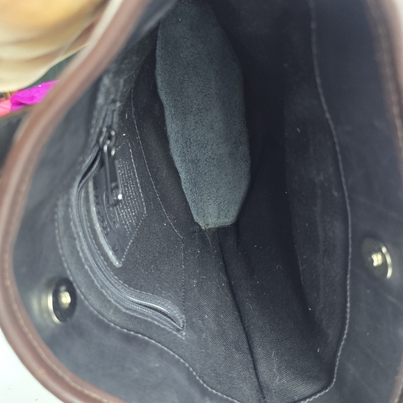 Brighton Croc Embossed Leather Shoulder Bucket Bag Black And Brown Vintage - Picture 8 of 10